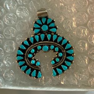 Authentic Navajo sterling silver and turquoise squash blossom